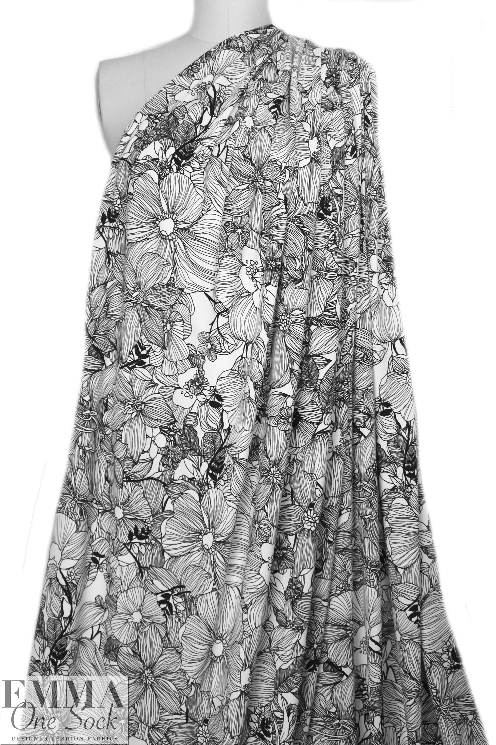 black/cream decorative floral ITY knit