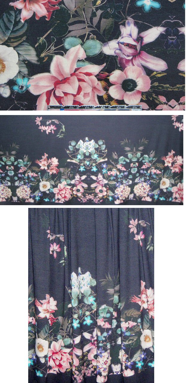 French midnight garden bouquet panel knit 1 yard