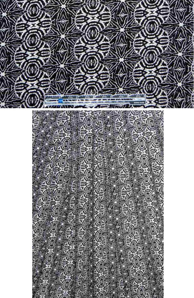 French black/white tribal graphic knit 1.75 yds