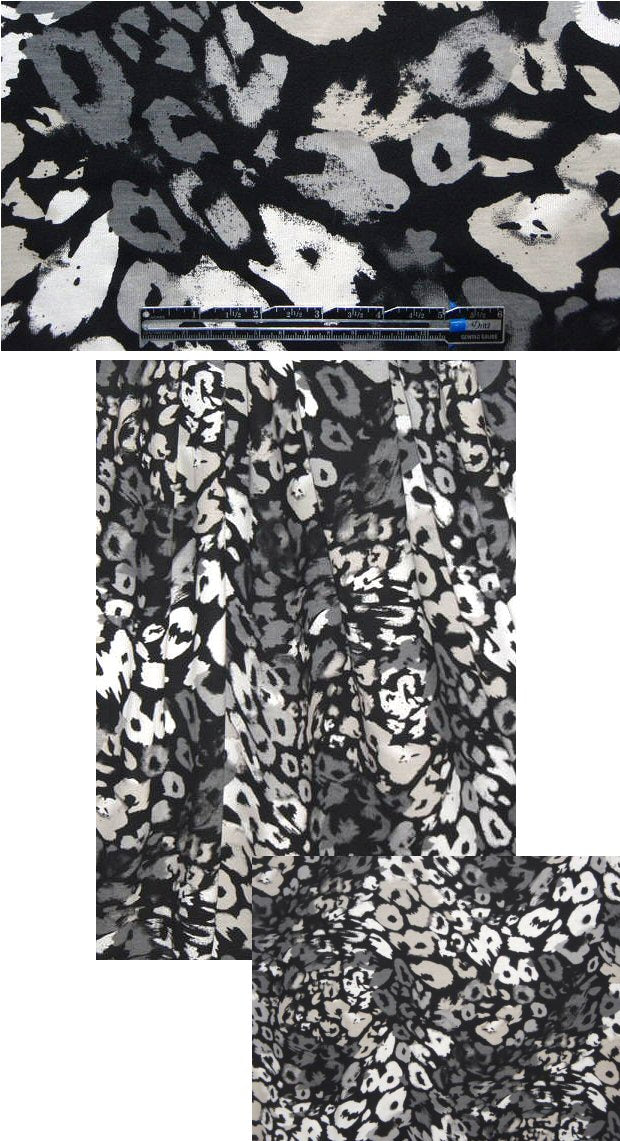 French stylized cheetah, black/gray tones knit