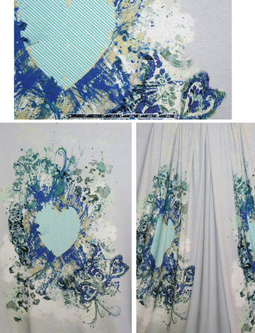 French 'be my valentine' digital knit - cobalt