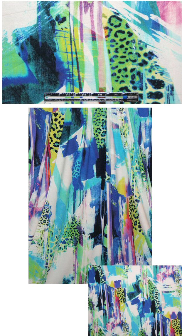 French digital cheetah abstract knit print 1.33 yd