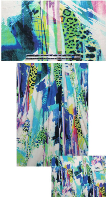 French digital cheetah abstract knit print 1.33 yd