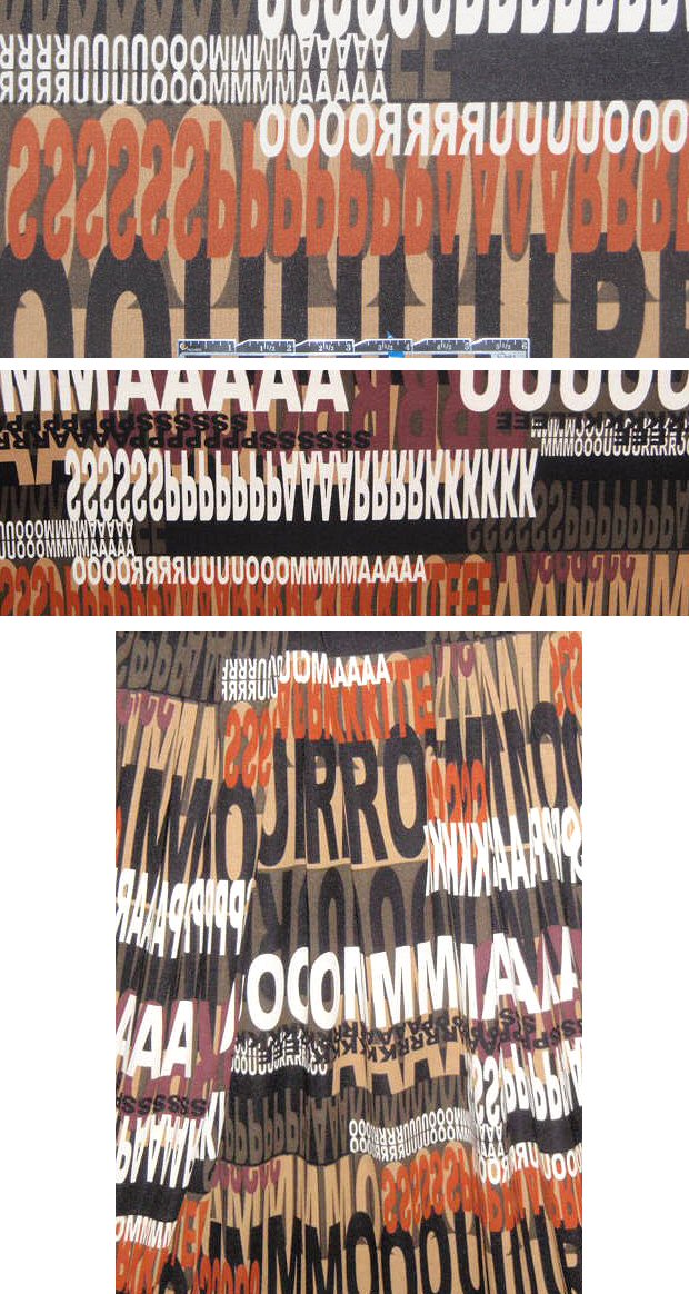 Italian D&G letter party print rayon/lycra knit .75 yds
