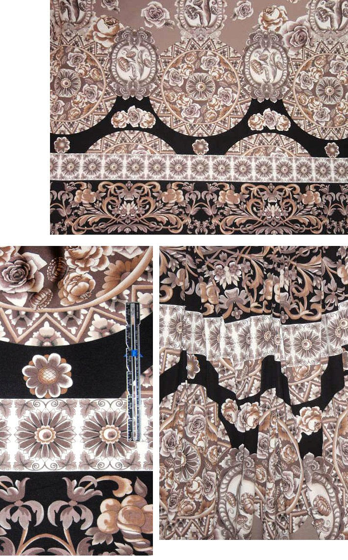 Italian black/taupe/cream floral panel knit