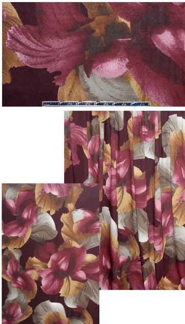 Italian oversized floral knit - burgundy 1.66 yd