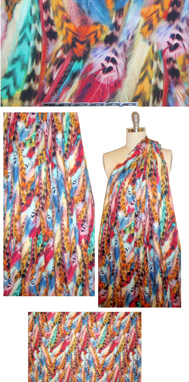 Italian digital rayon/lycra knit - feather fantasy