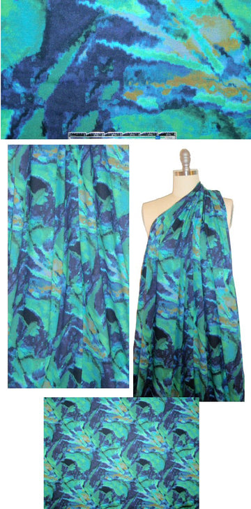 Italian digital rayon/lycra knit - sapphire/emerald abstract