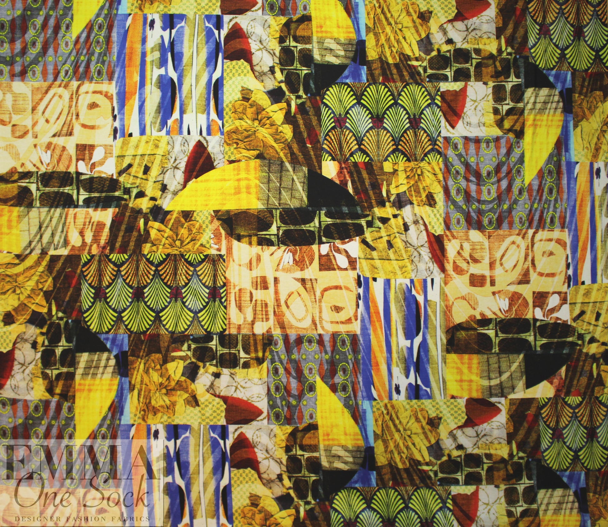 Italian digital viscose knit - deco patchwork 1.625 yd