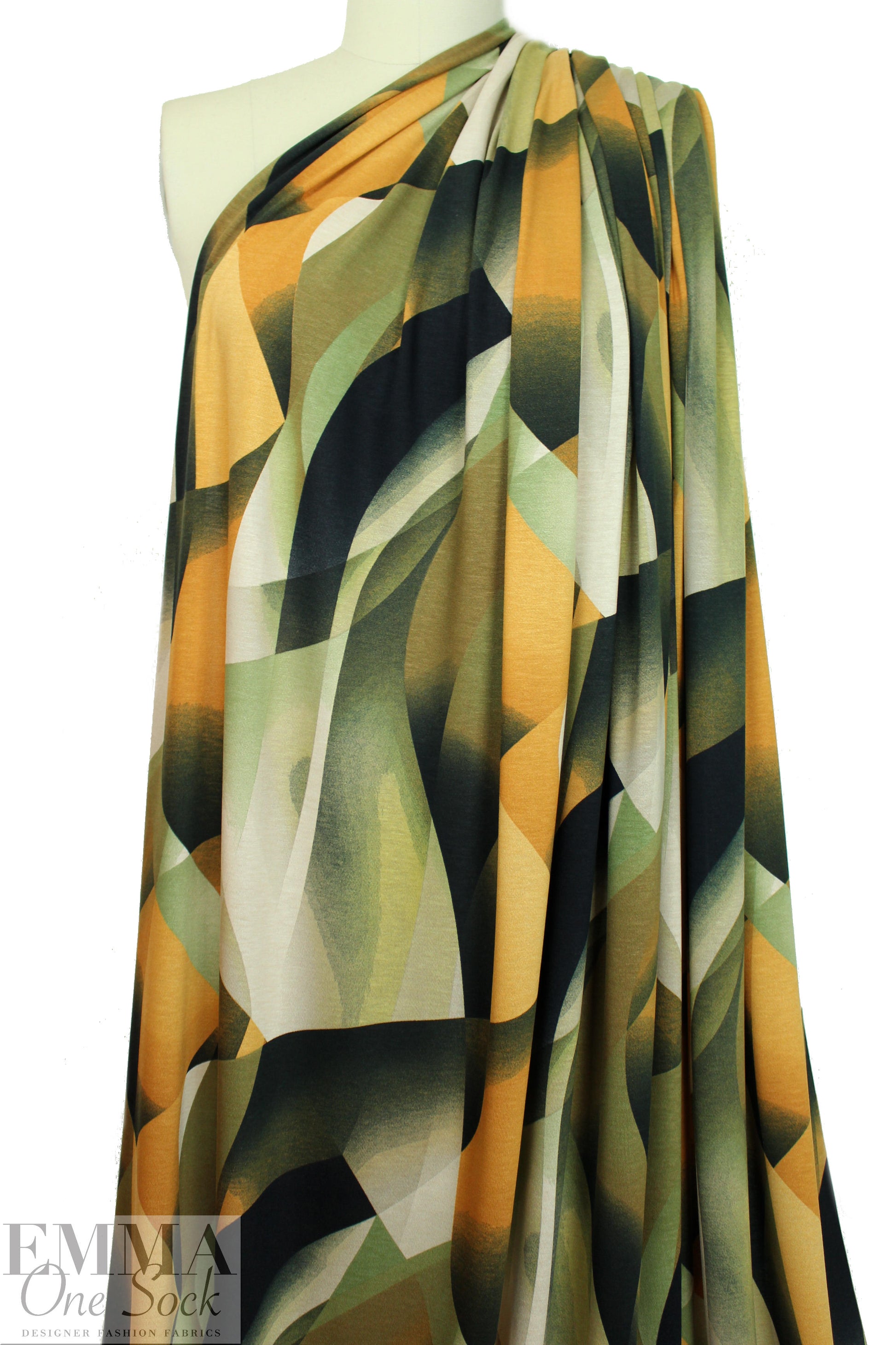 Italian digital viscose knit - cubist abstract