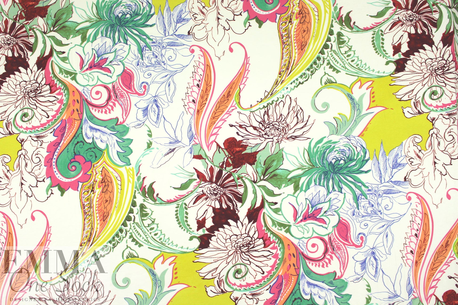 Italian digital viscose knit - painted paisley 1.75 yd