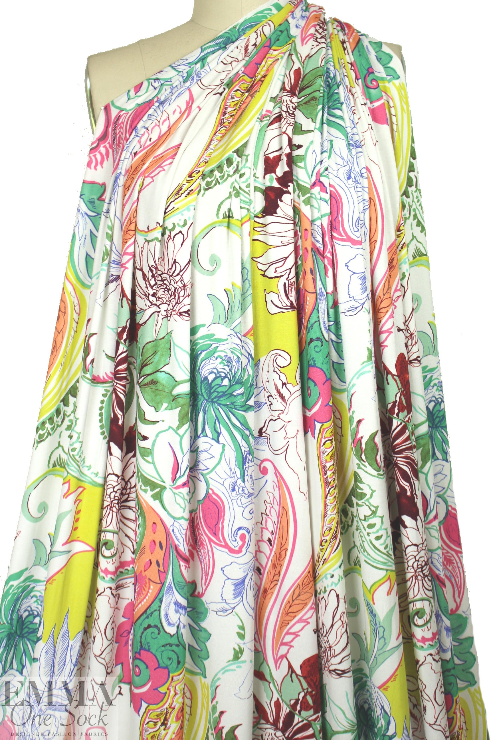 Italian digital viscose knit - painted paisley
