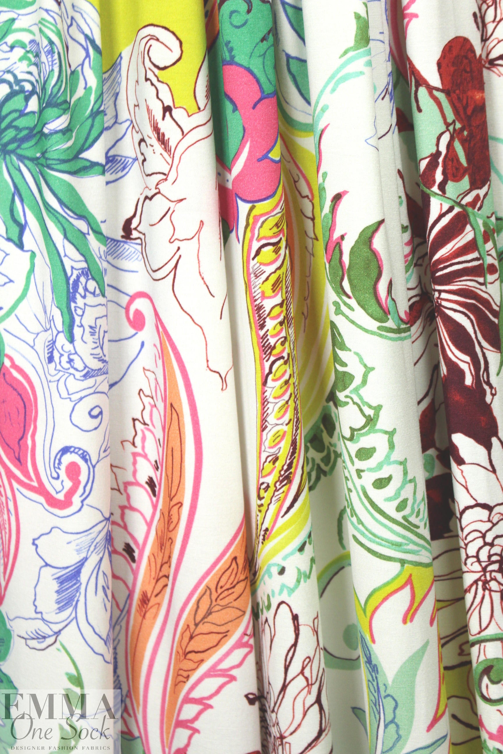 Italian digital viscose knit - painted paisley