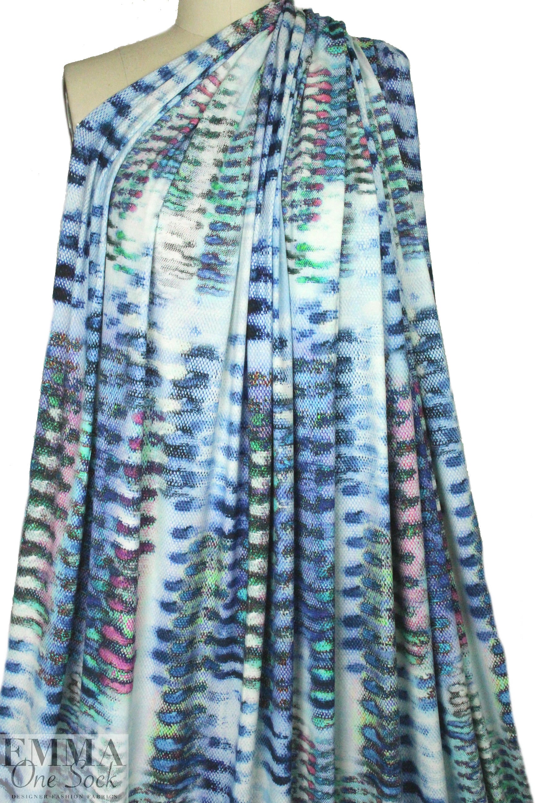 Italian cellular abstract viscose/lycra knit