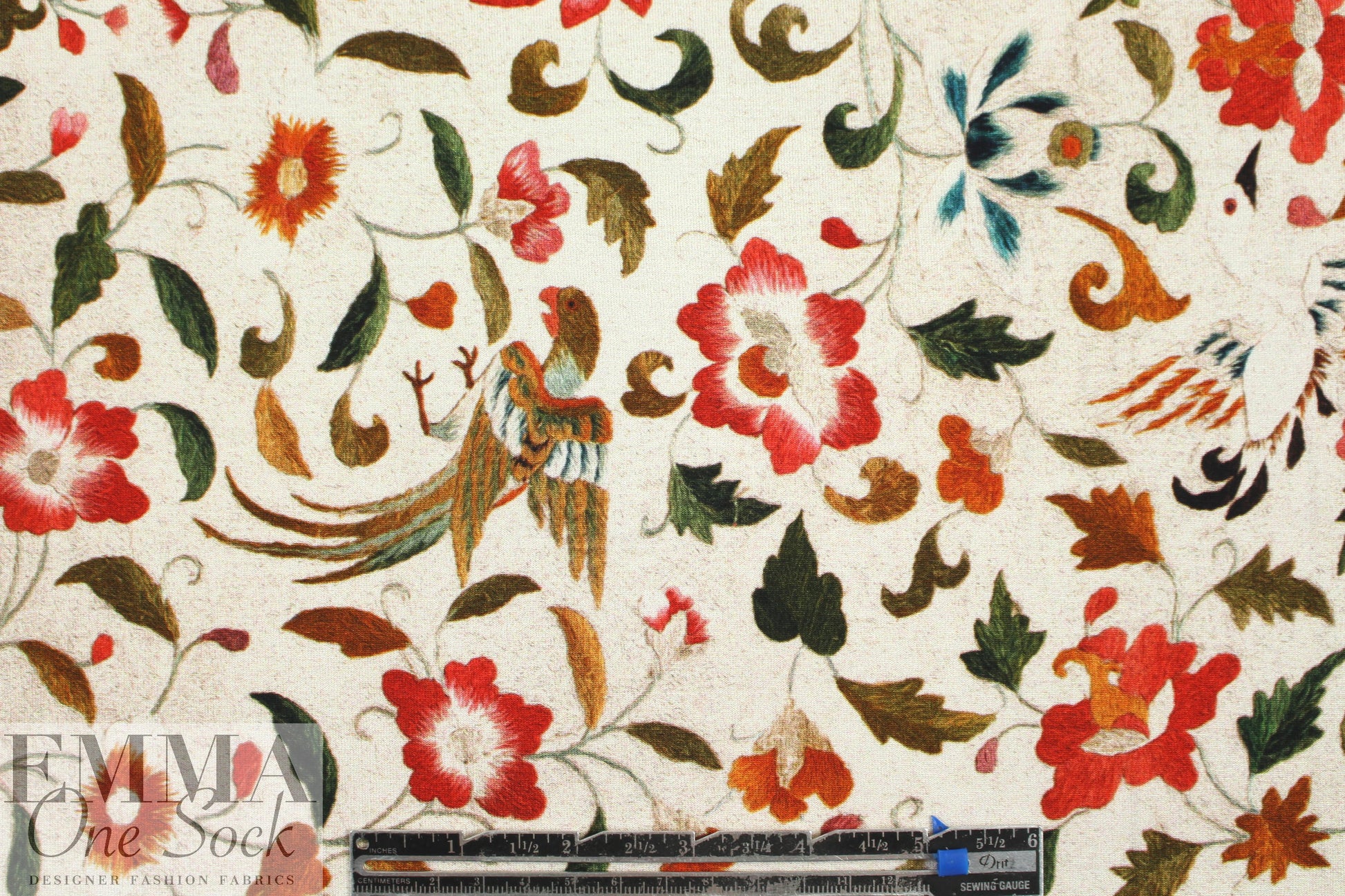 NY designer 'birds in paradise' viscose/spandex knit
