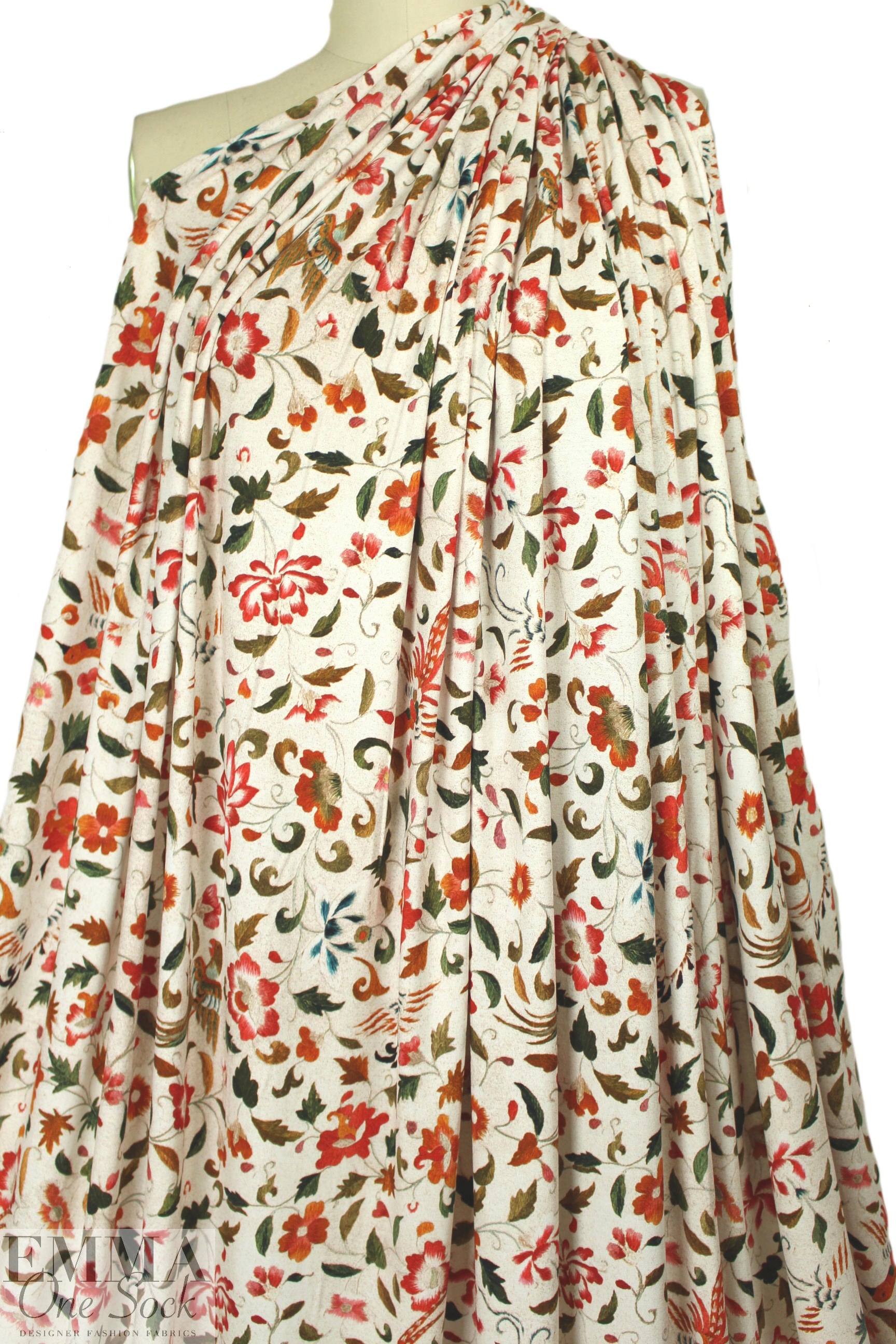 NY designer 'birds in paradise' viscose/spandex knit 1.66 yds