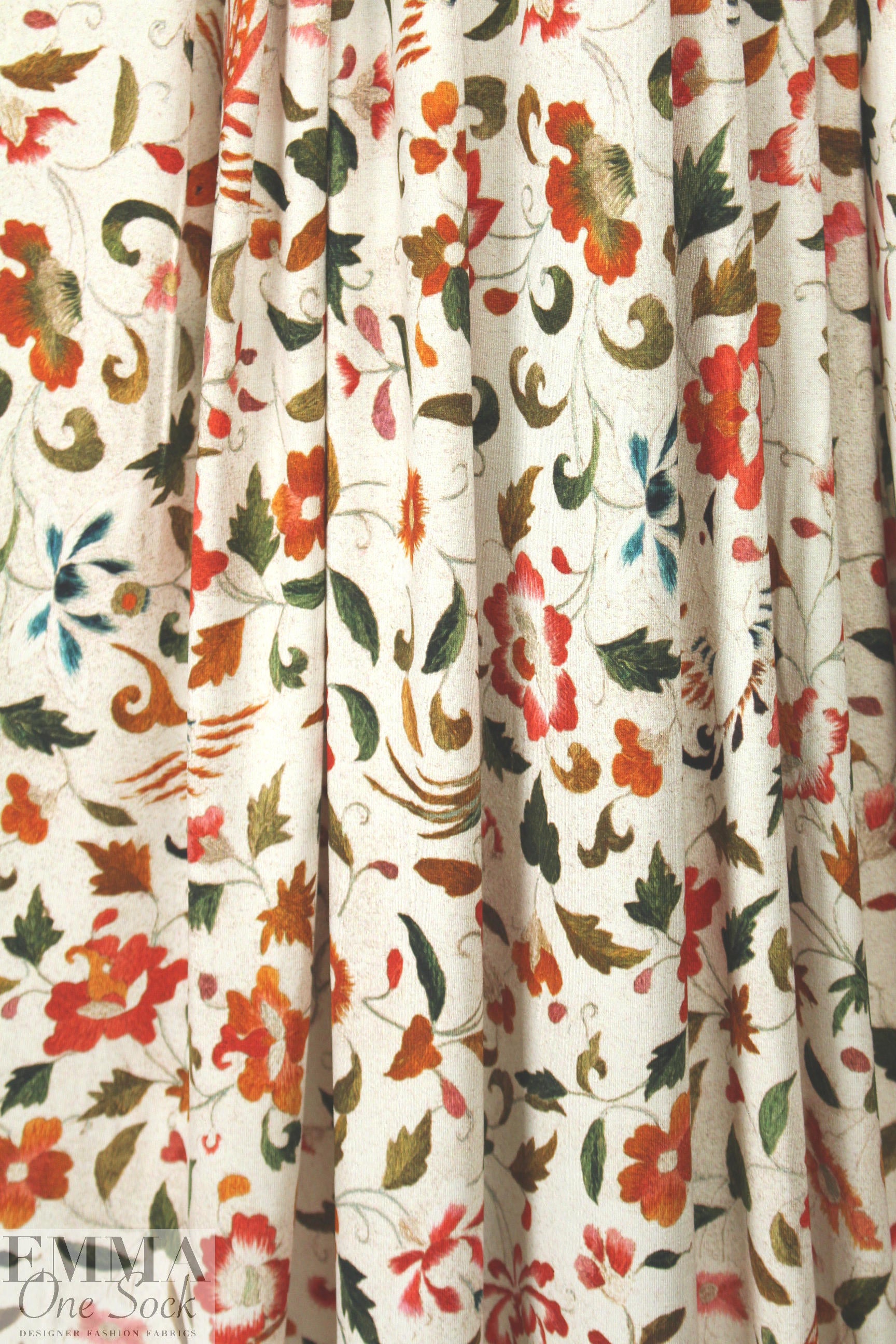 NY designer 'birds in paradise' viscose/spandex knit 1.66 yds