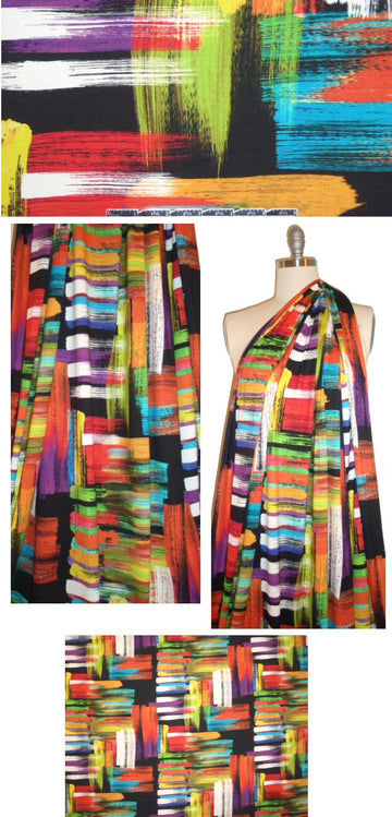 Italian brushstroke abstract visc/lycra knit 1.625 yd