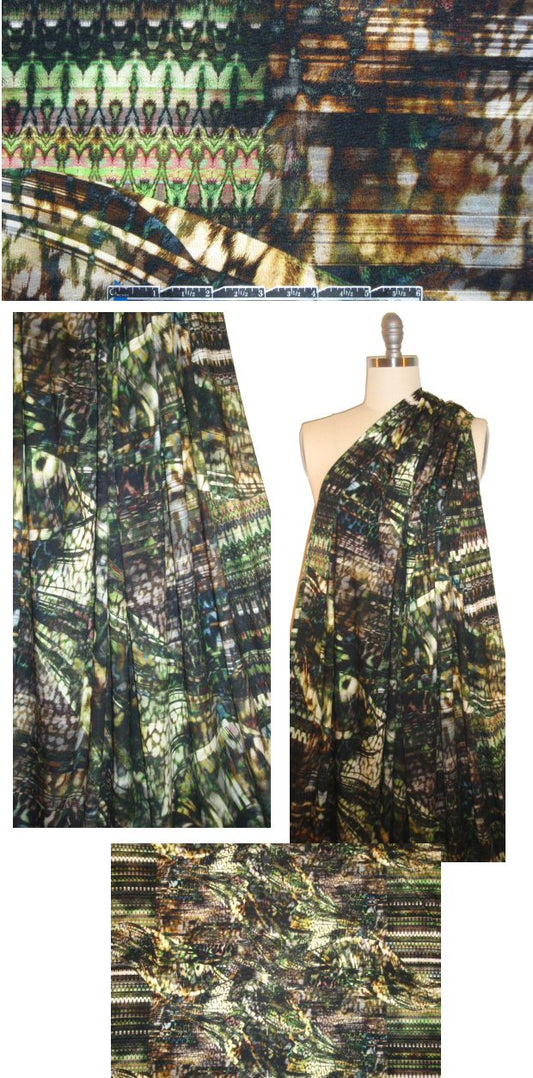 Italian abstracted double graphic border visc/lycra knit