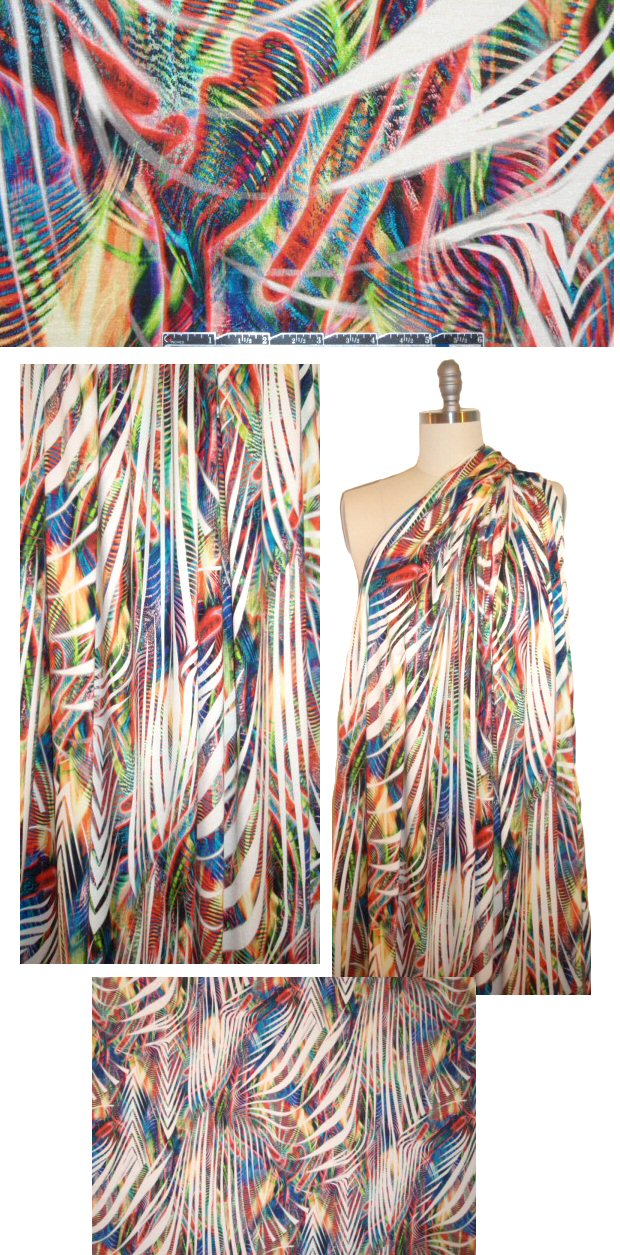Italian streaky psychedelic viscose/lycra knit 1.33 yd