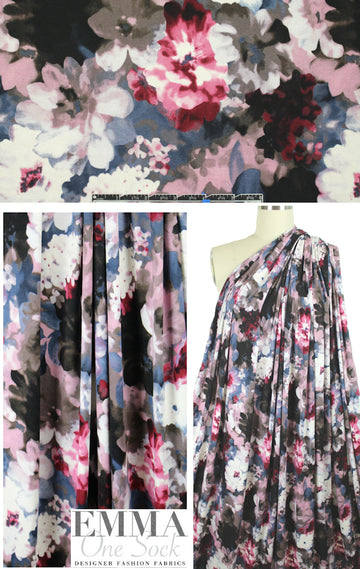 antique pink floral rayon/spandex knit