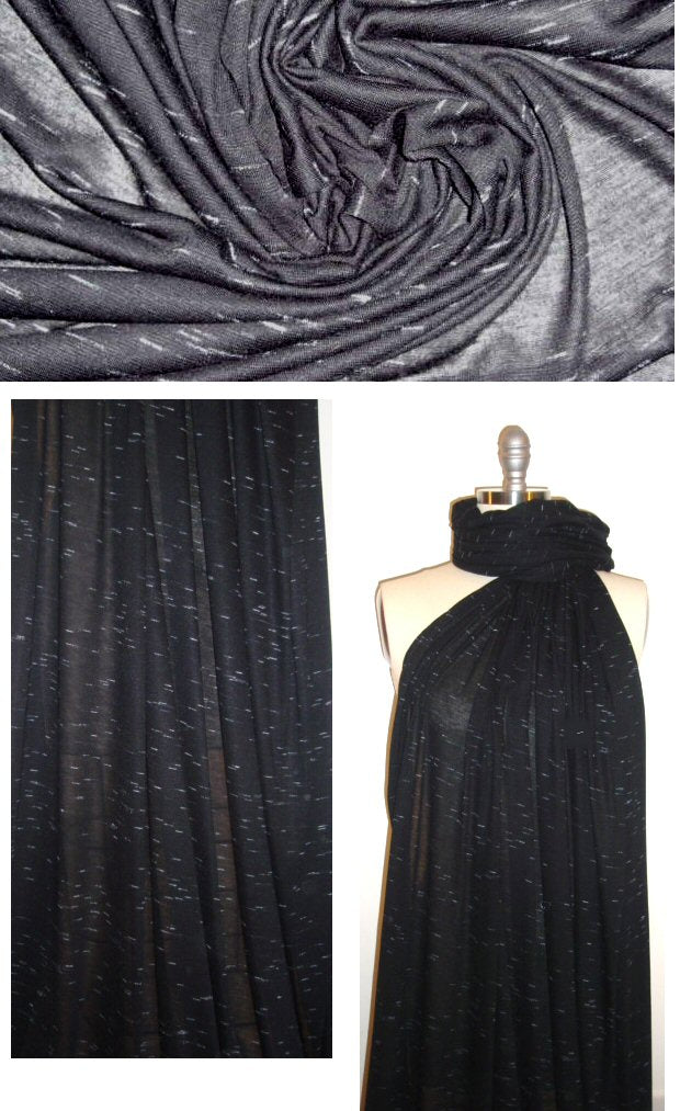 0yako black/silvery gray slubby featherweight sweater knit .75 yds