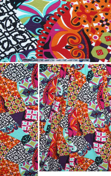Italian patchwork graphic rayon/lycra knit 1.5 yd