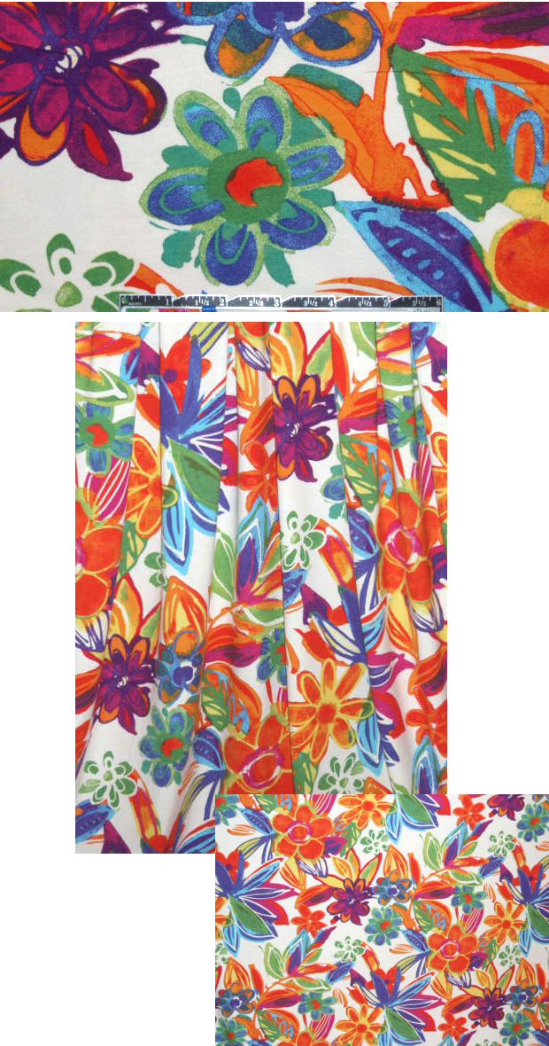 Italian summery stylized floral rayon/lycra knit