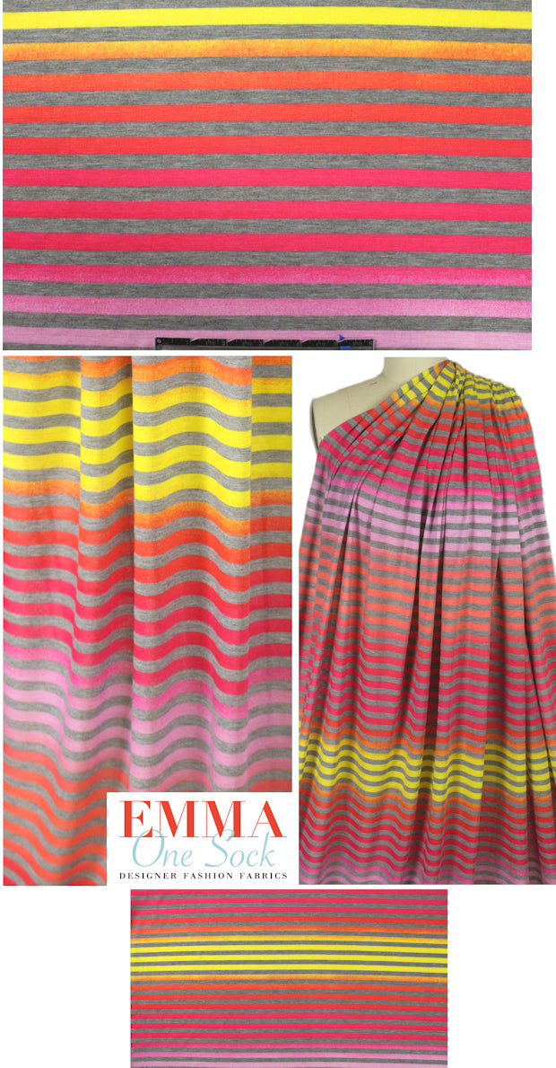 CA designer ombre pink/gray heather striped knit 1.375 yd