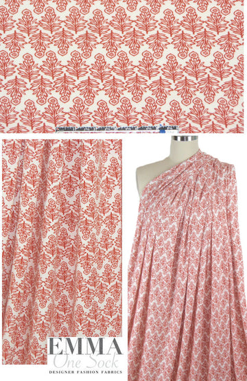 CA designer oak leaf graphic viscose jersey 1.875 yd