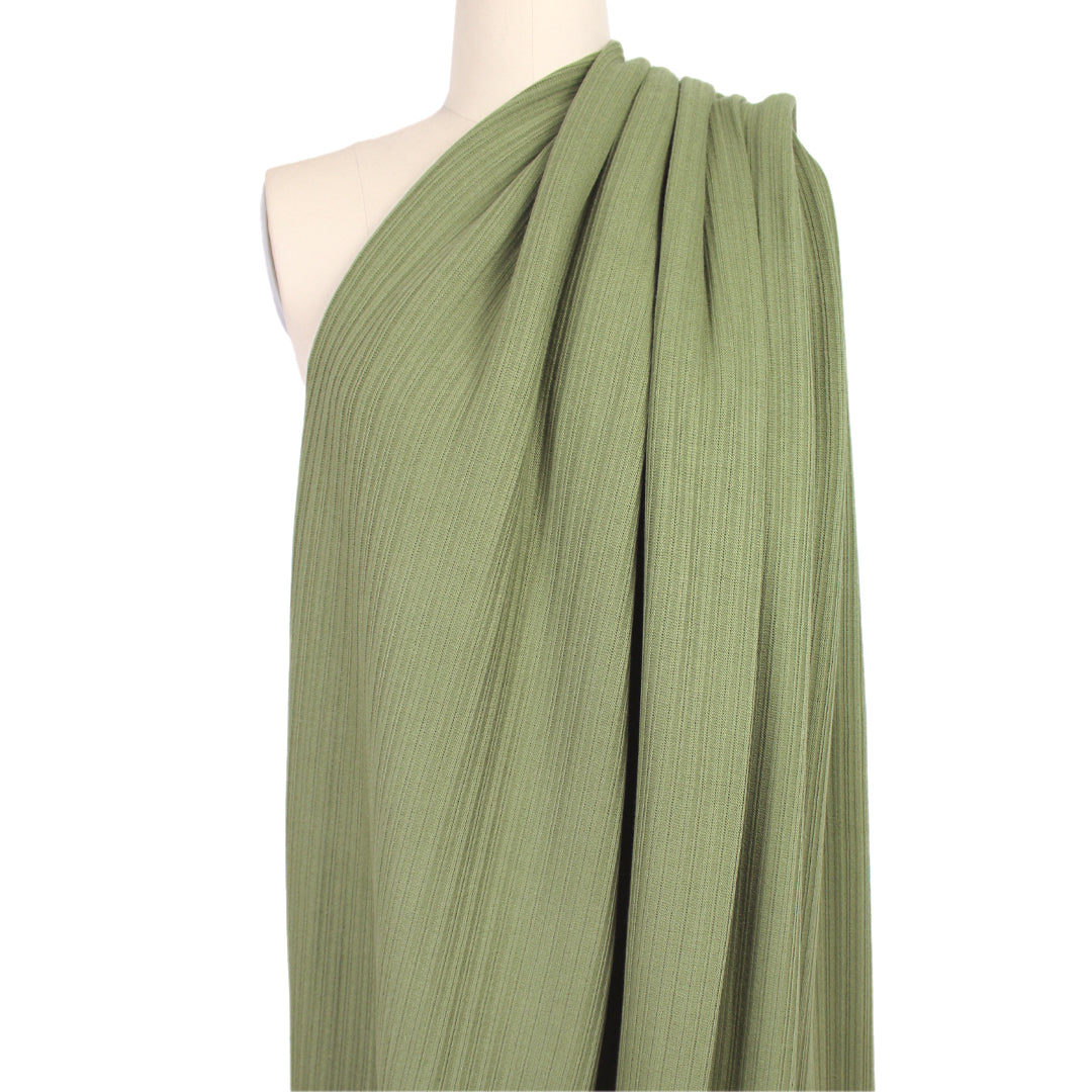 MTM 'Selanik' organic cotton sweater knit - green olive 1.125 yds