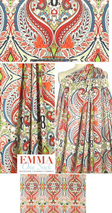 CA designer decorative paisley print ITY knit