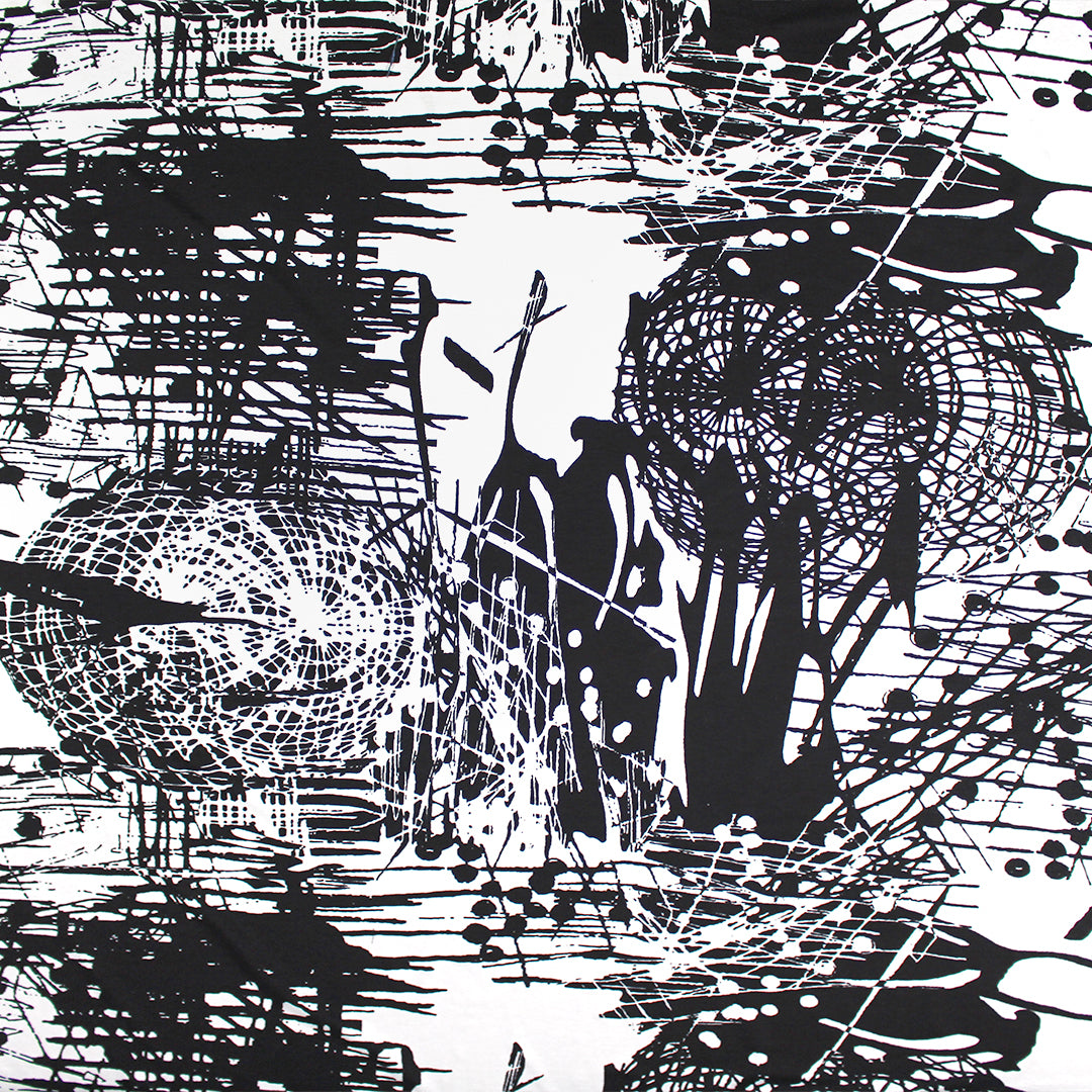 CA designer 'abstract reflections' rayon stretch jersey knit .625 yds