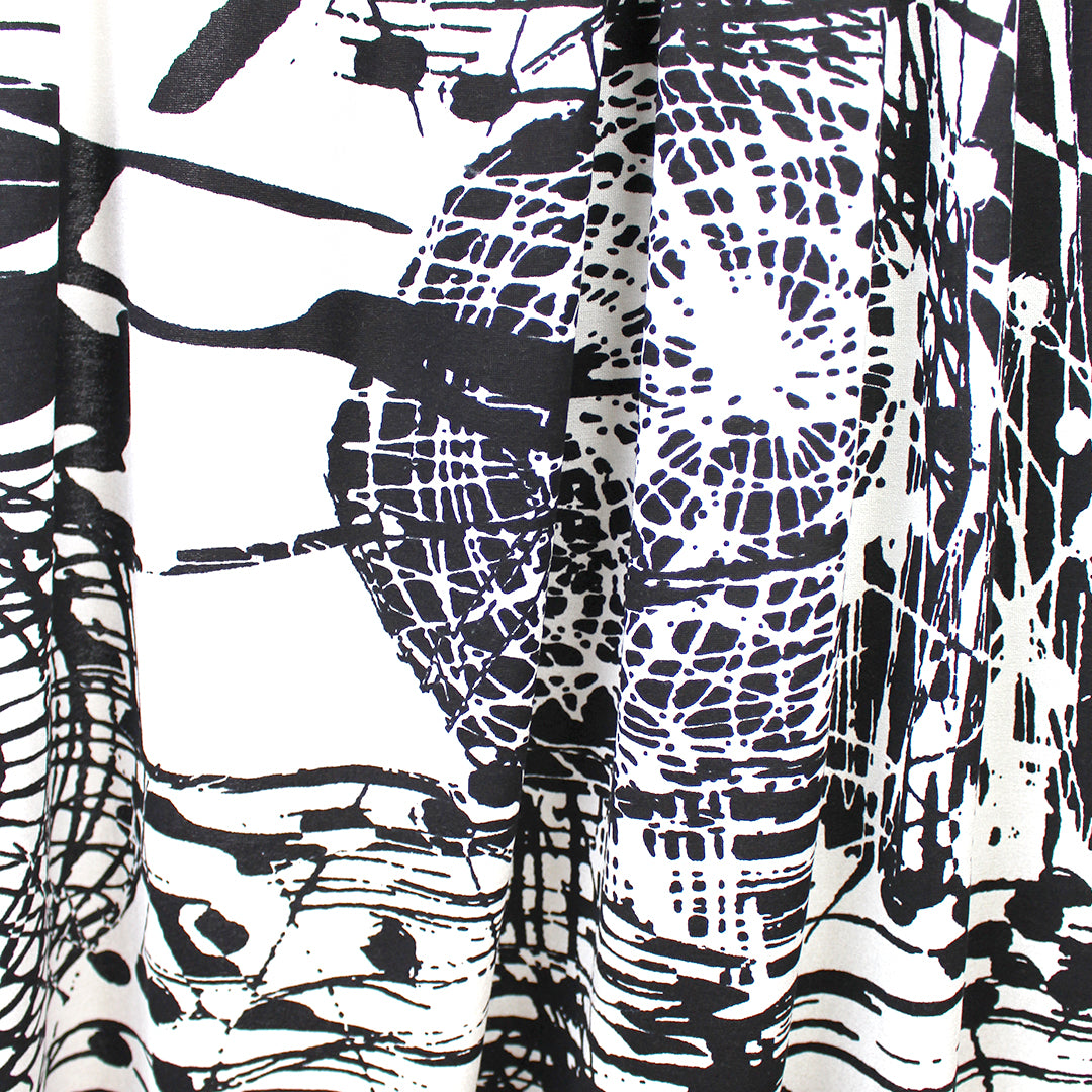 CA designer 'abstract reflections' rayon stretch jersey knit .625 yds
