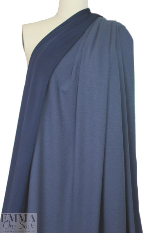 famous designer viscose double-sided knit - navy
