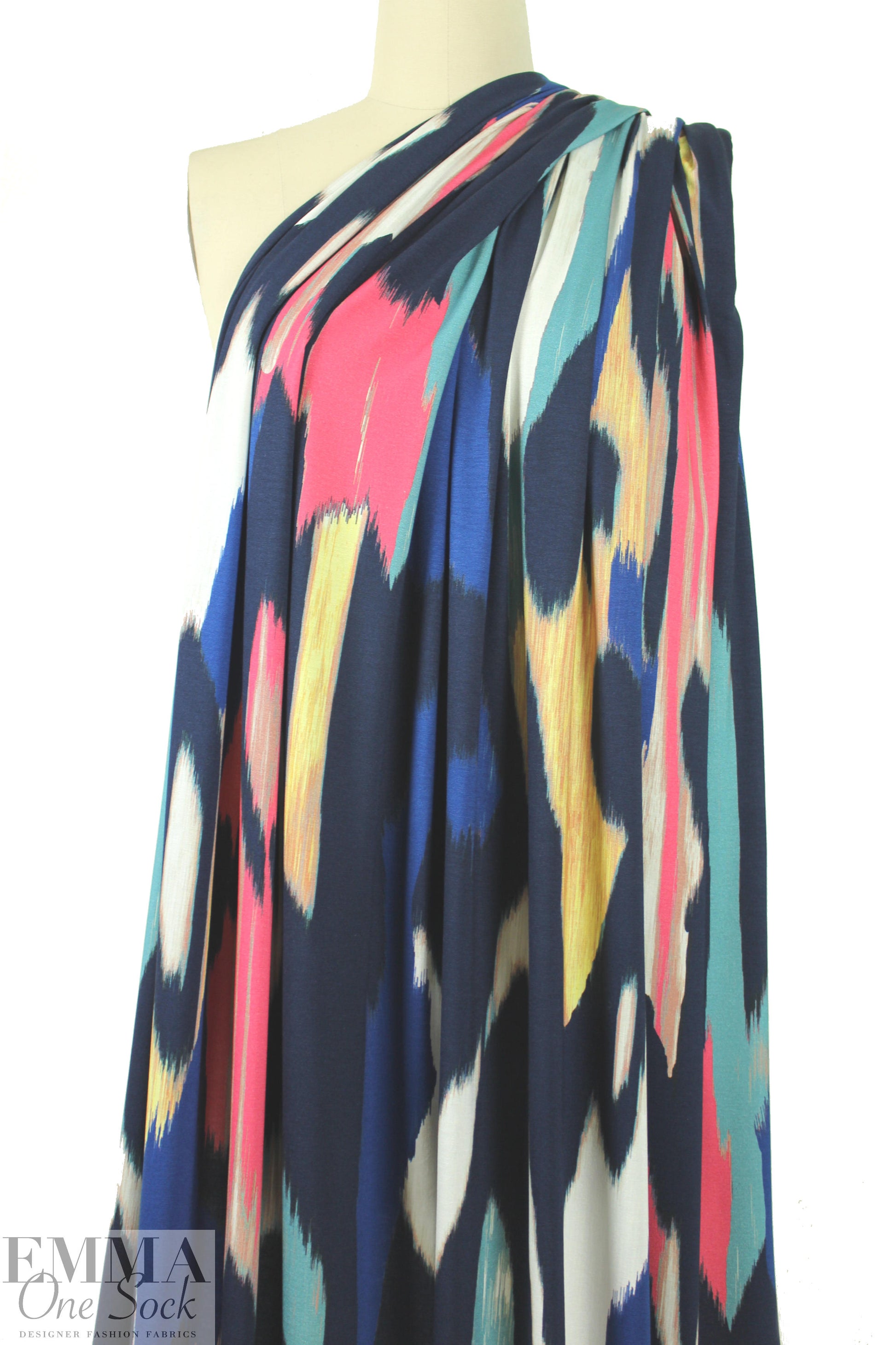 Italian digital viscose knit - 'ikat' abstract