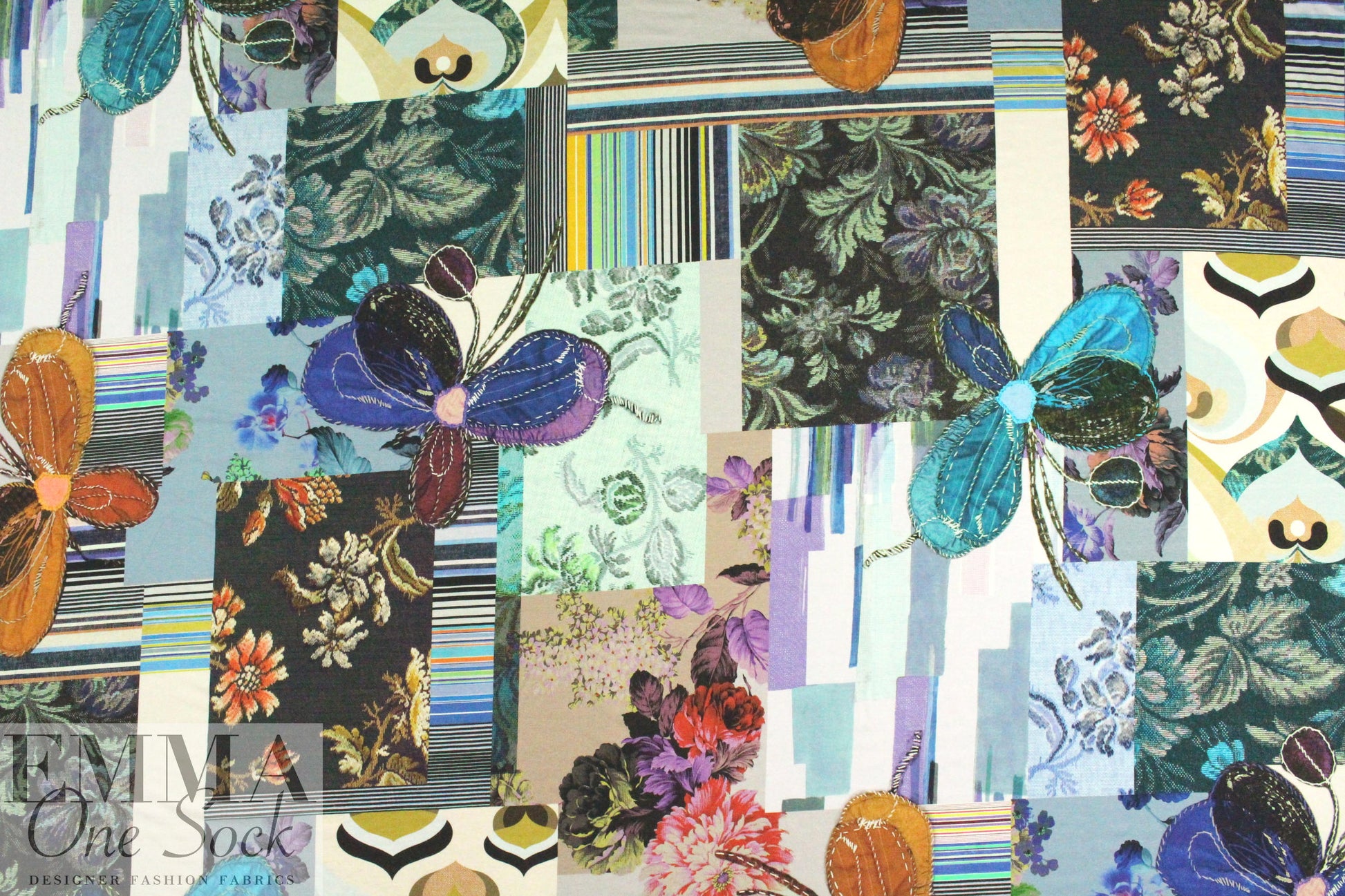 Italian digital crazy quilt viscose/spandex knit 1.5 yd