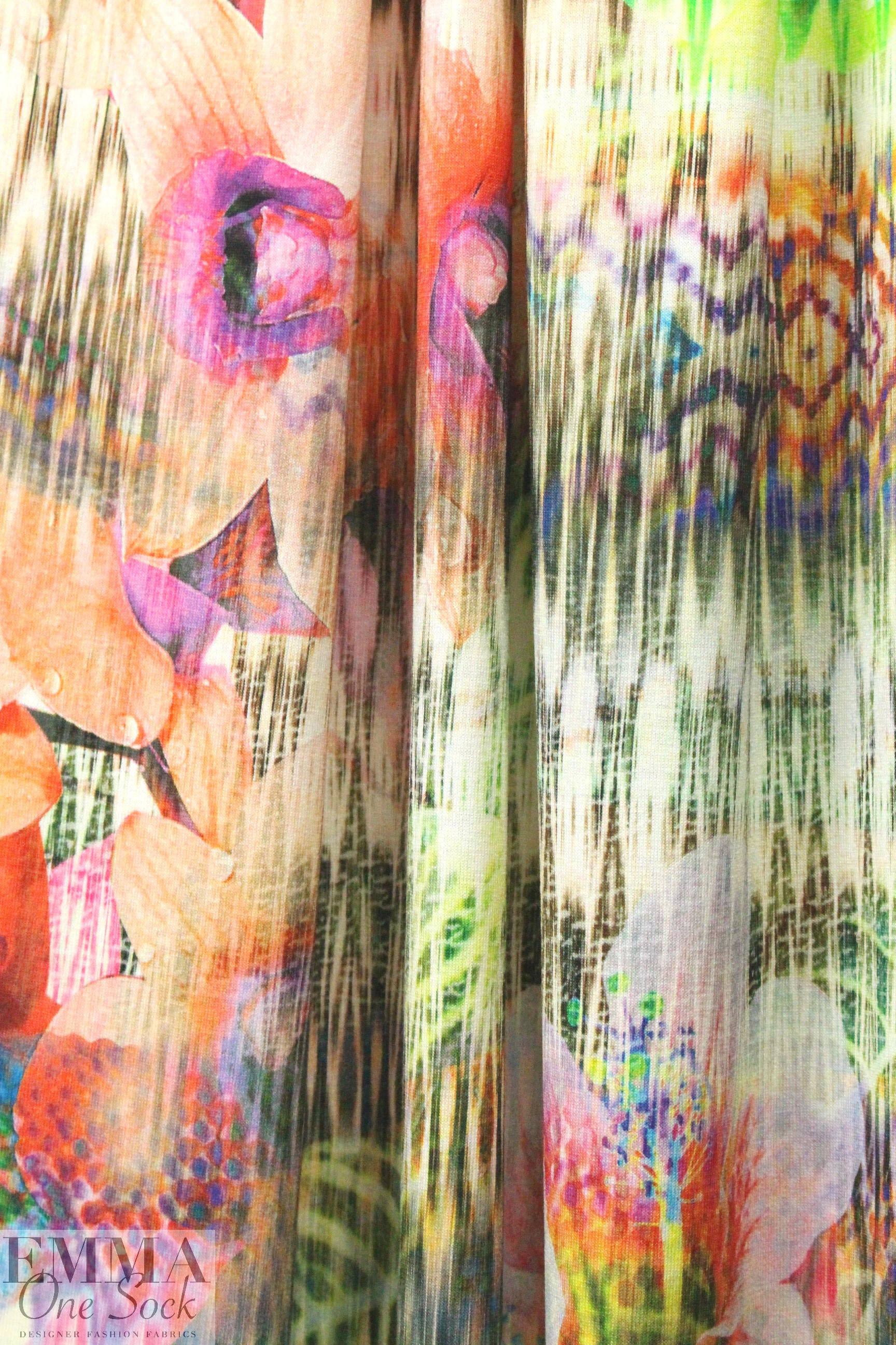 Italian digital layered floral viscose/spandex knit