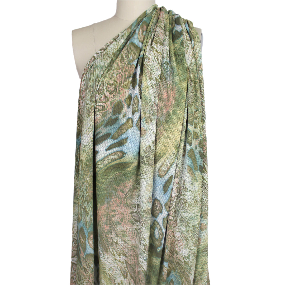 French stylized python printed novelty knit