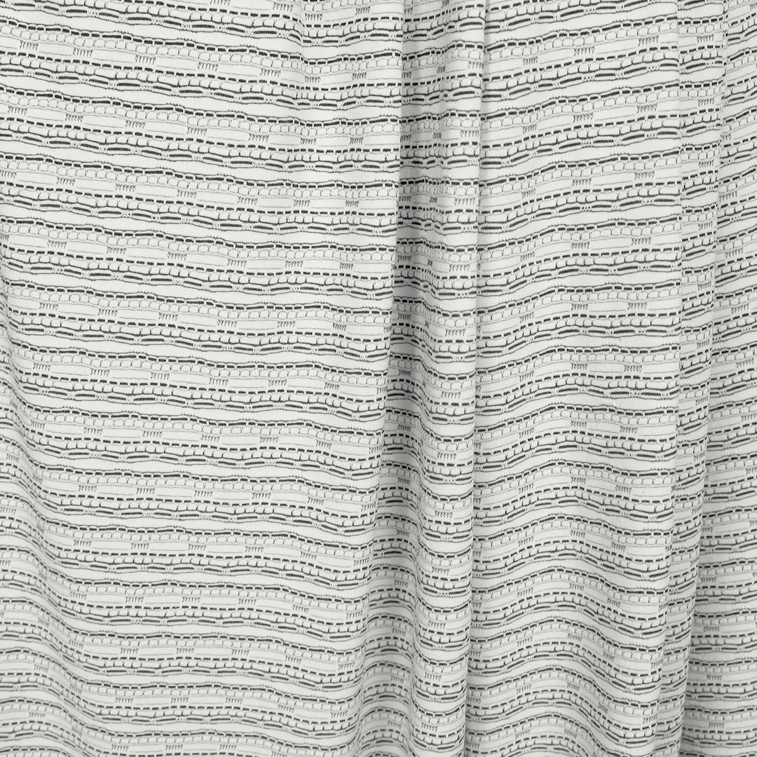 French yarn-dye embellished stripe novelty knit - ivory/black 1 yard