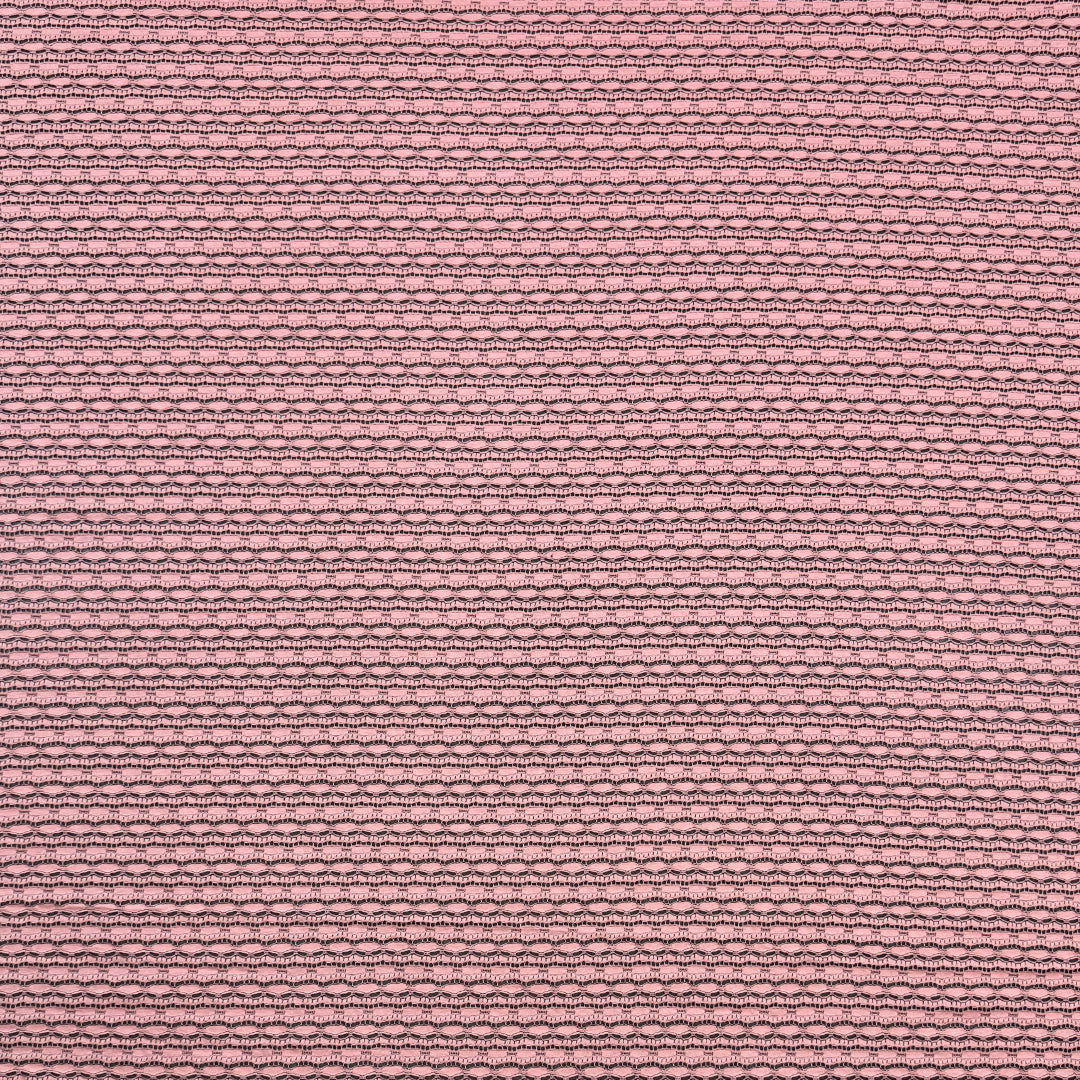 French yarn-dye eyelet stripe novelty knit - pink/black