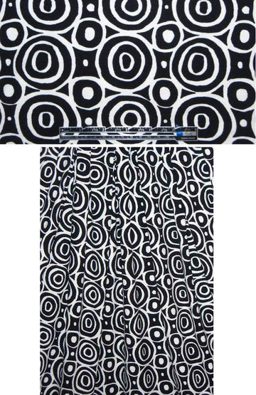 French black/white circle graphic cotton/lycra knit