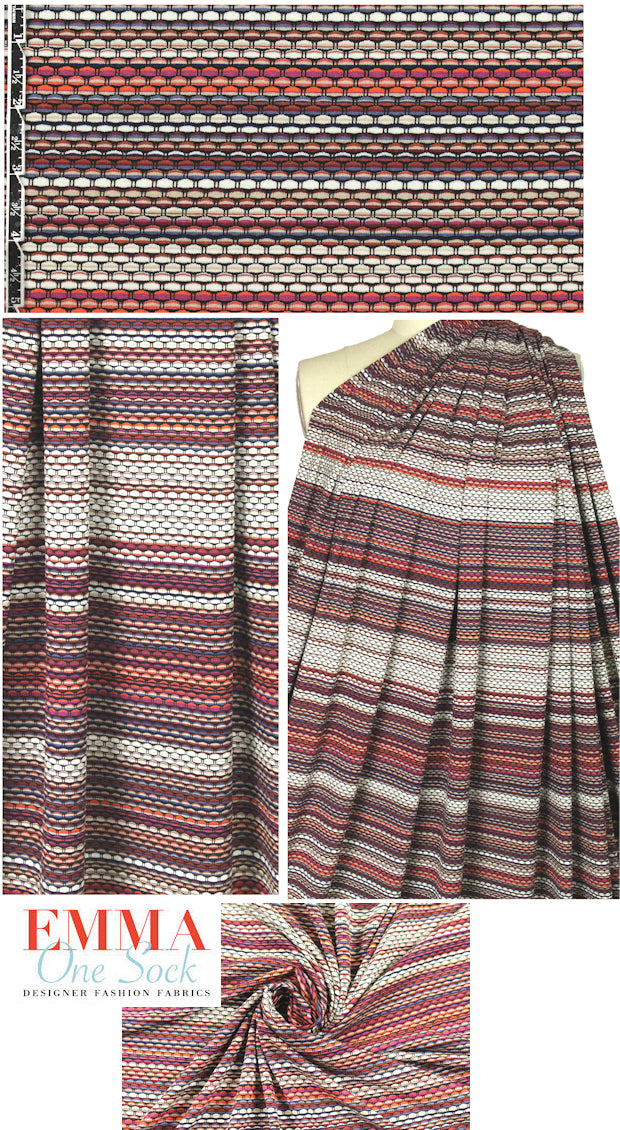 NY designer yarn dye knit - plum/brick/denim