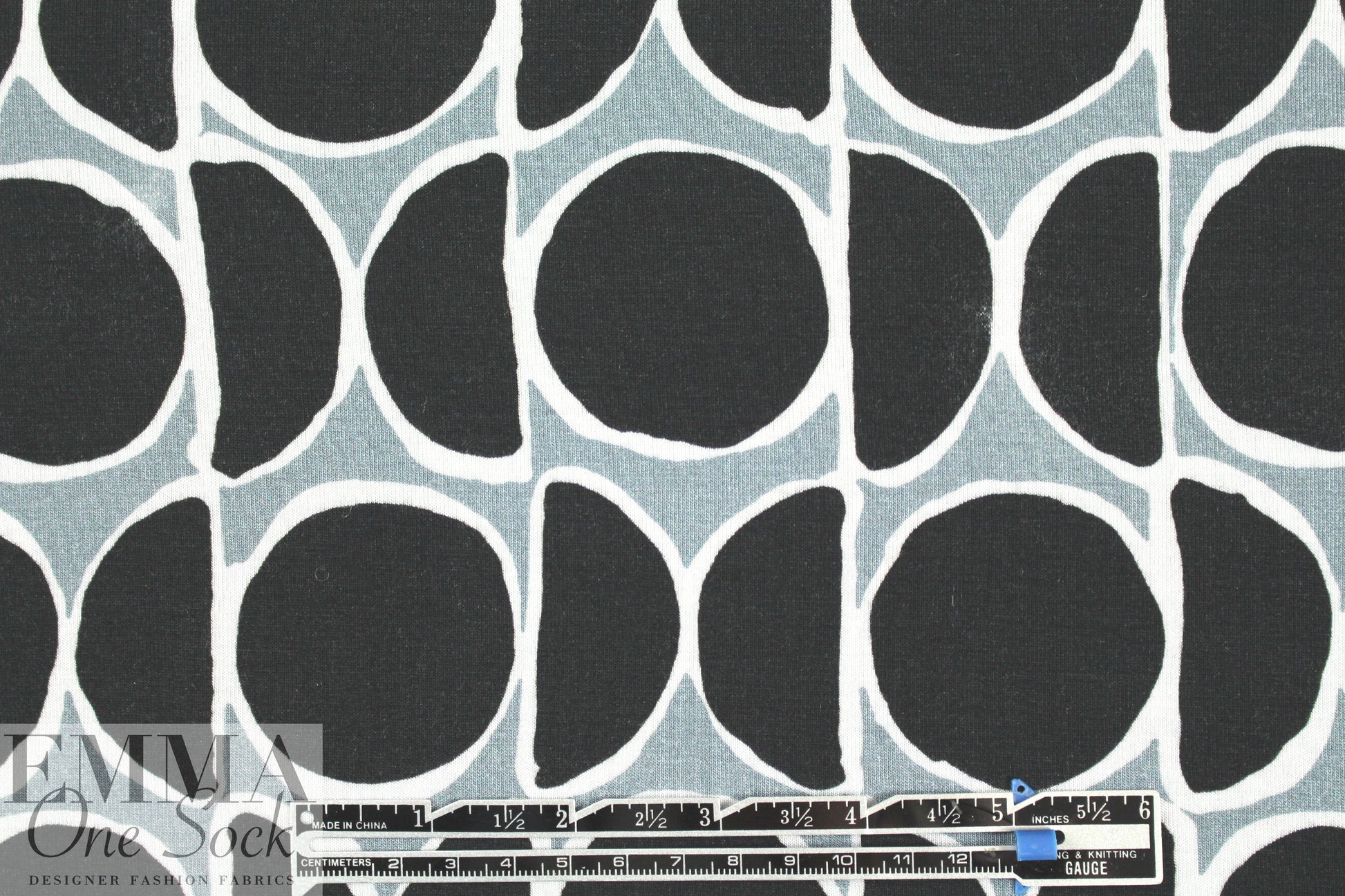 NY designer circle graphic viscose knit
