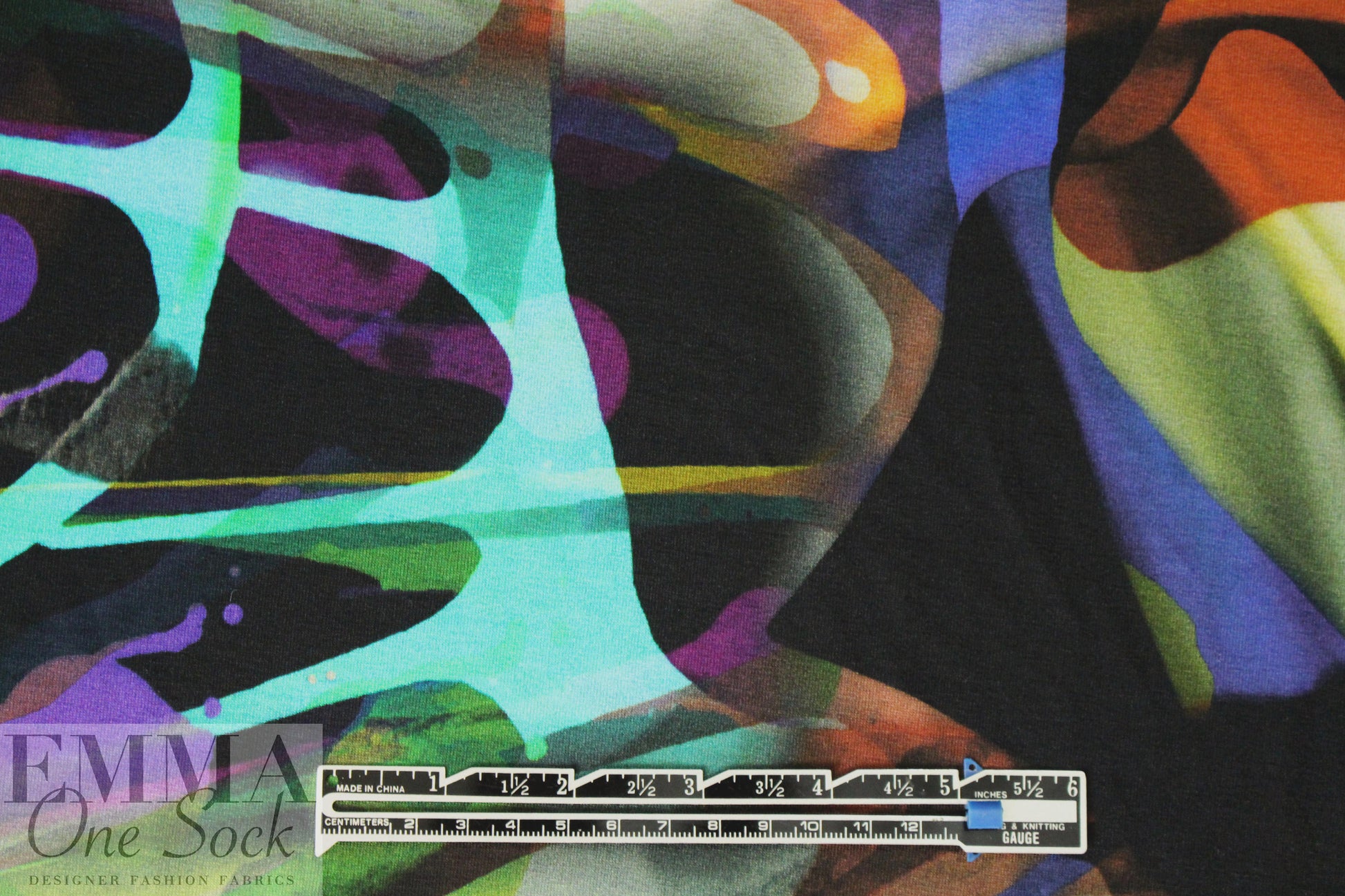 NY designer digital viscose panel knit - abstract art