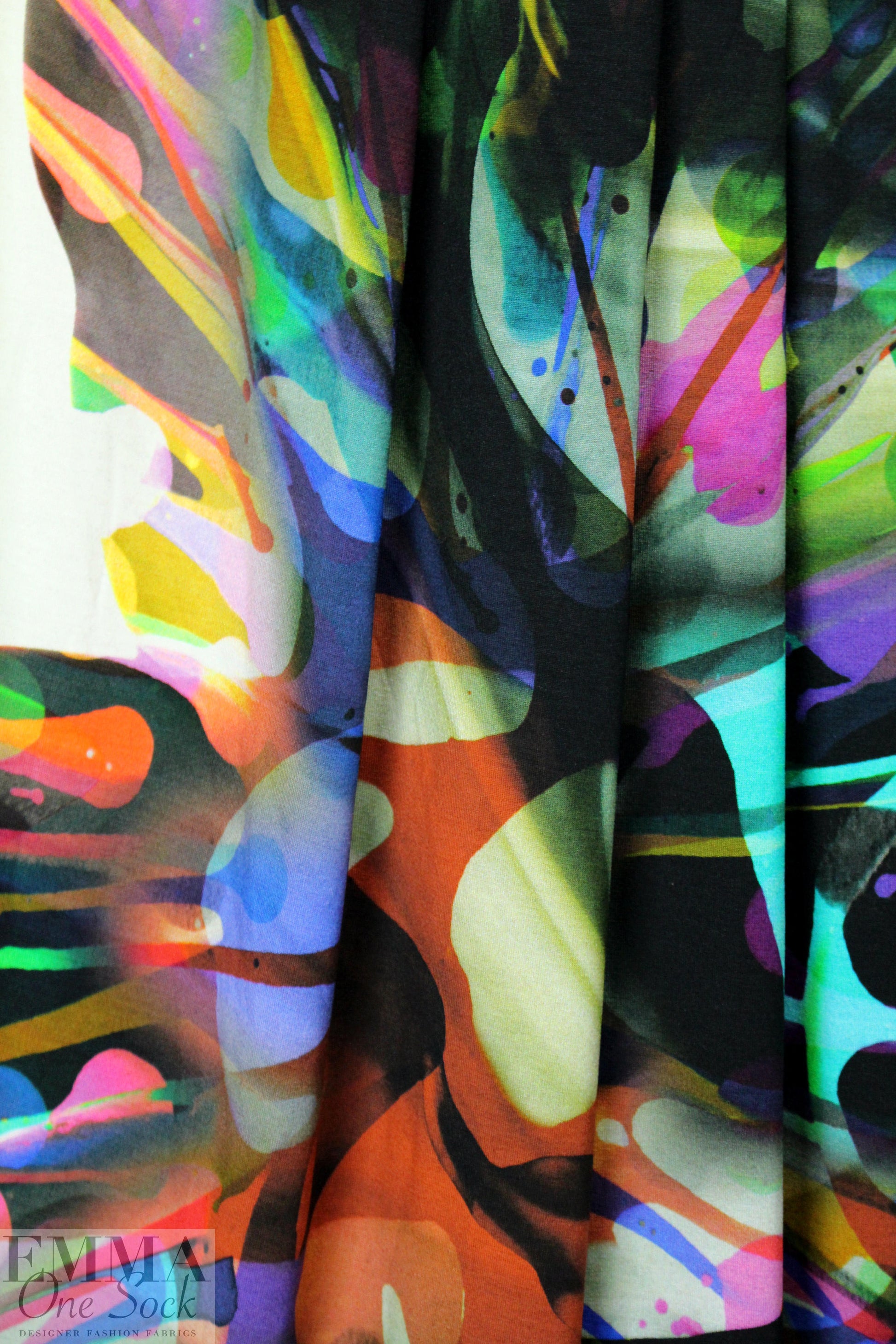 NY designer digital viscose panel knit - abstract art