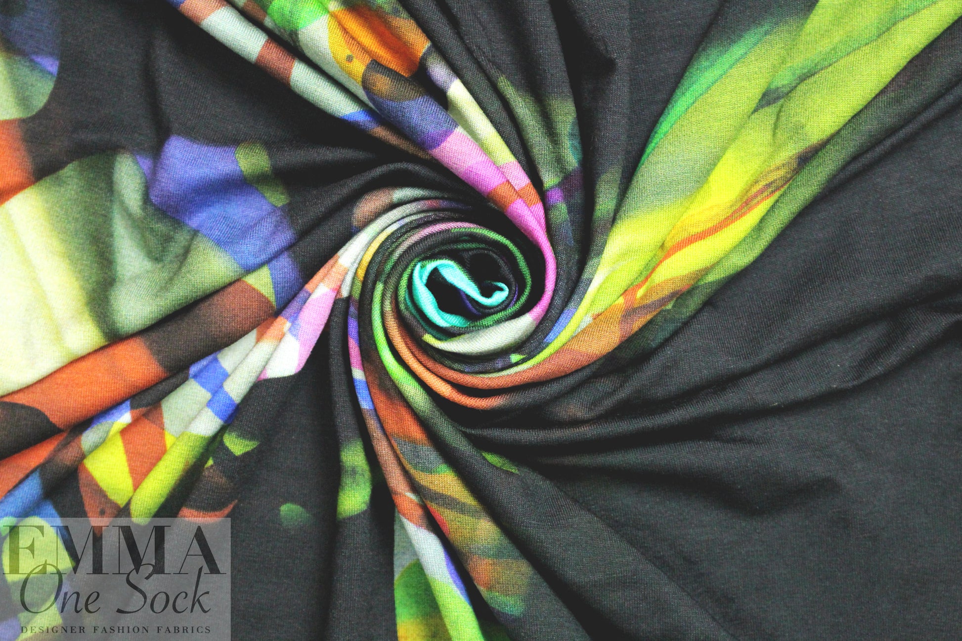 NY designer digital viscose panel knit - abstract art