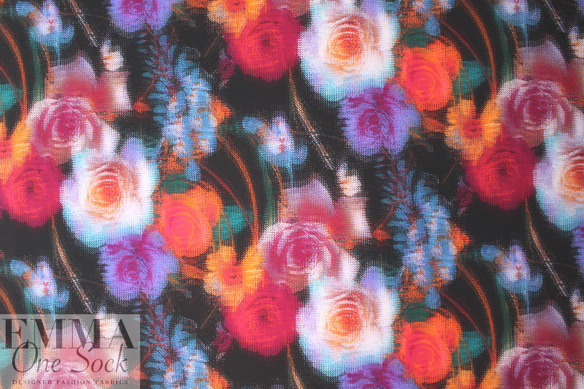 NY designer pointillistic floral poly/lycra knit .75 yds