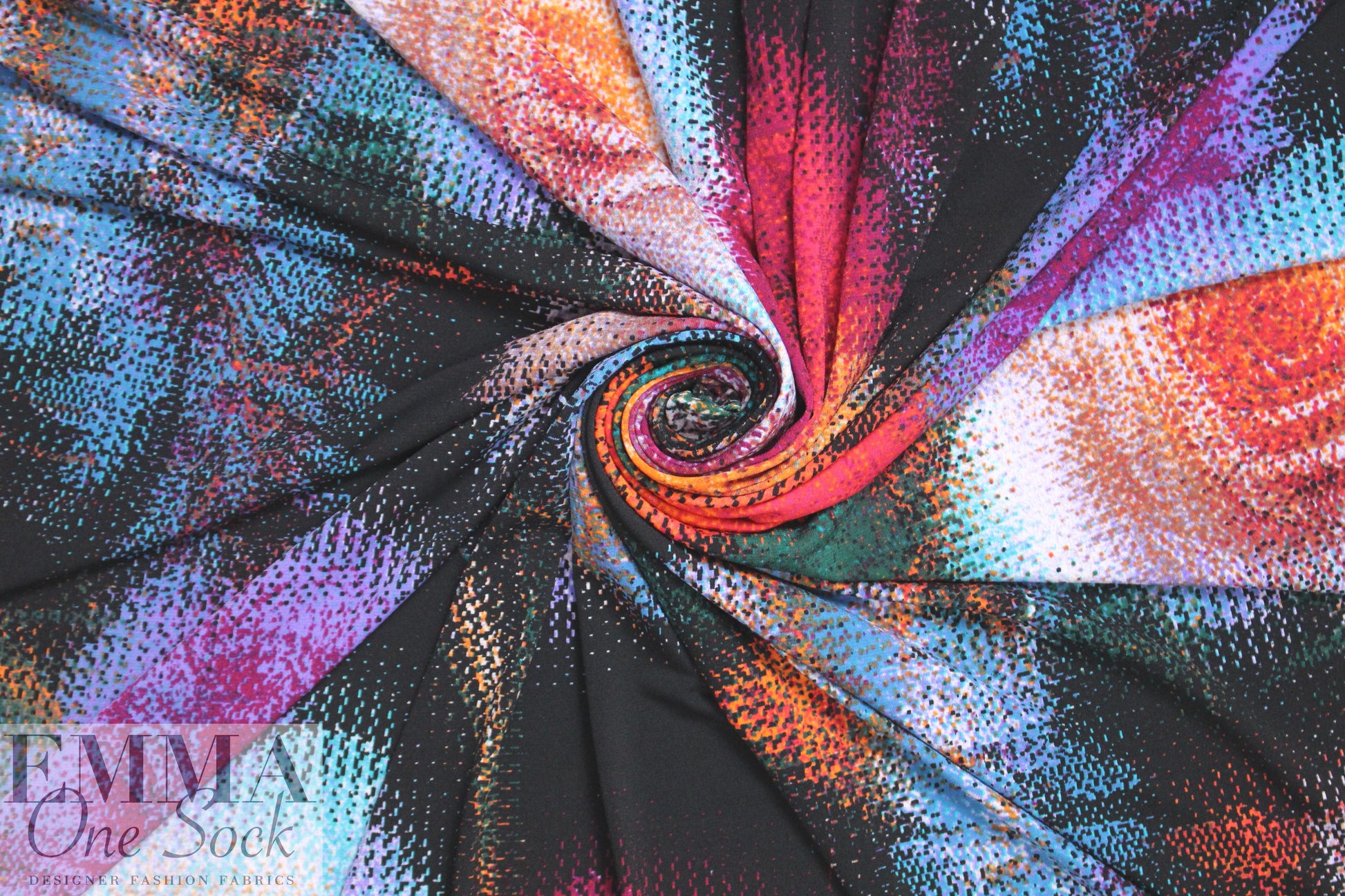 NY designer pointillistic floral poly/lycra knit 1.375 yd