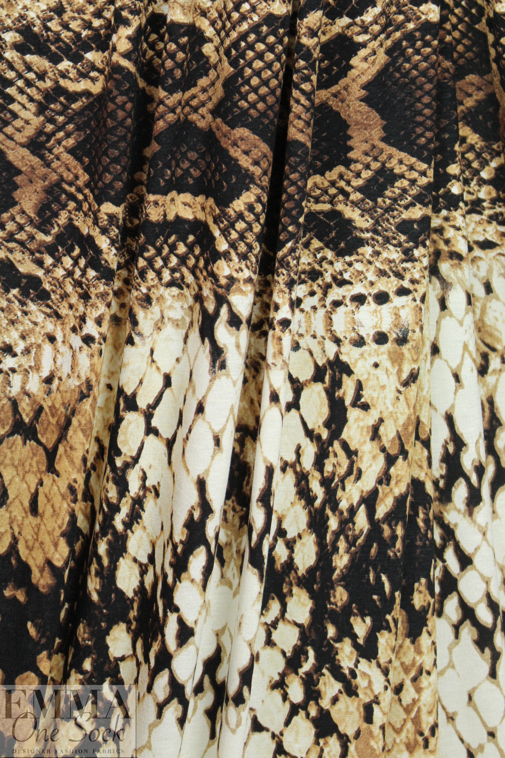 NY designer digital viscose knit panel - 'reptile repartee' 1.625 yd